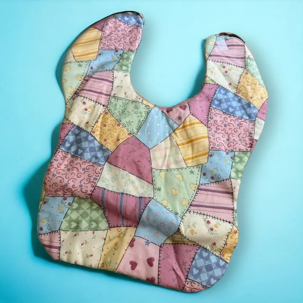 CHB‎ Pastel Patchwork Look Bib Boys Girls Reversible Country Look Fabric NEW